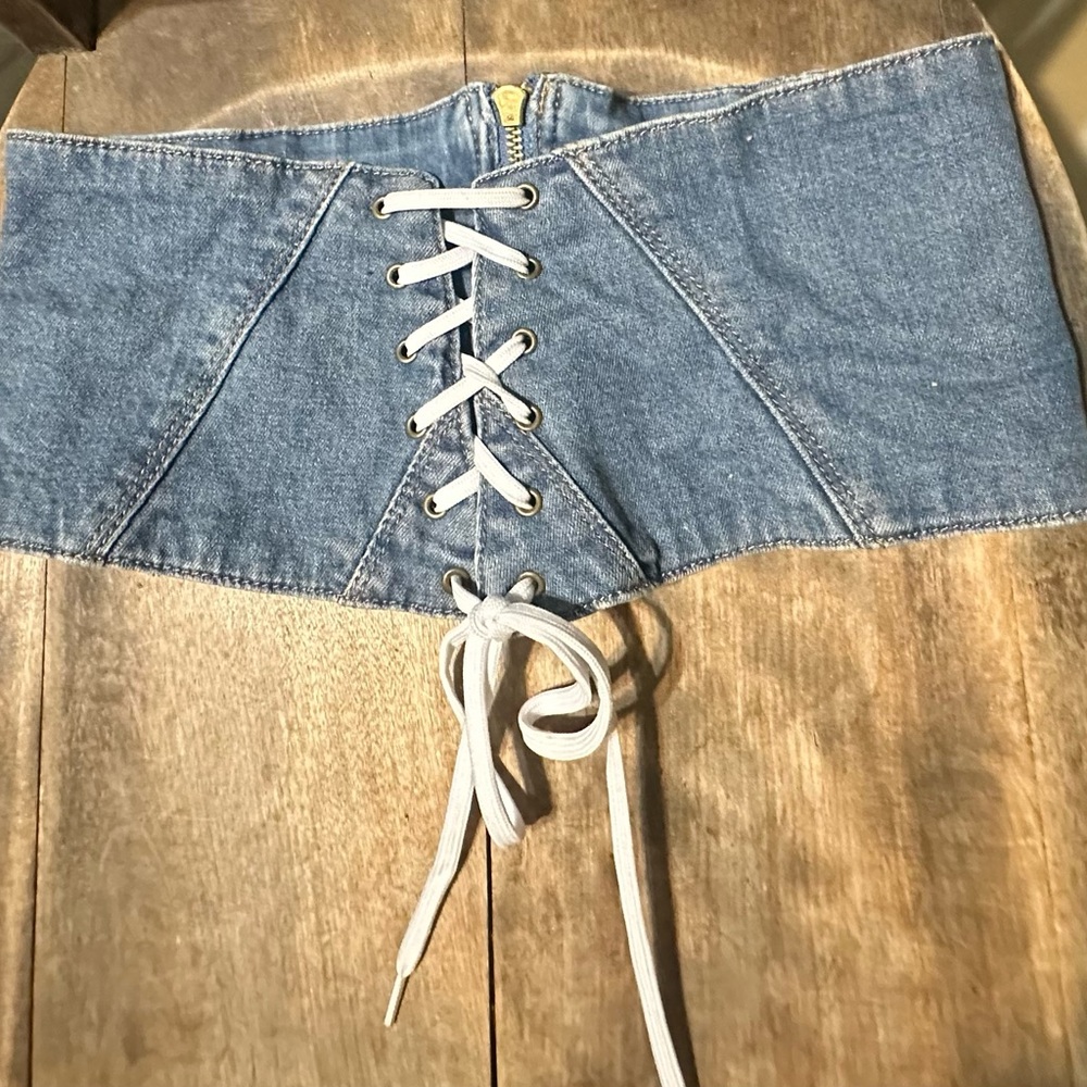 Urban Outfitters Blue Denim Lace-Up Belt